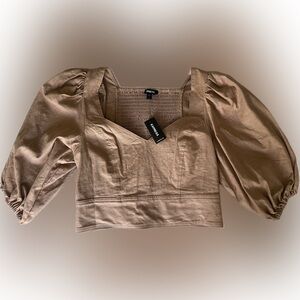 NWT | Puffed Sleeve Corset Cropped Top